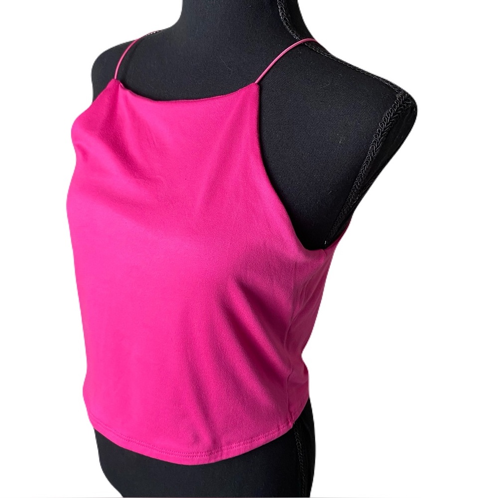 gaze Vibrant Pink Camisole Crop Top High Neck Women’s Large